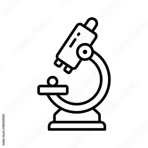 Scientific medical research, laboratory microscope line vector design