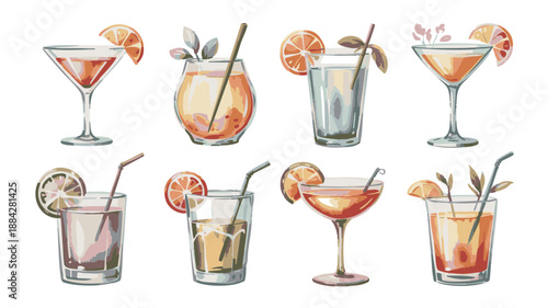 Collection of Refreshing Cocktails and Drinks.