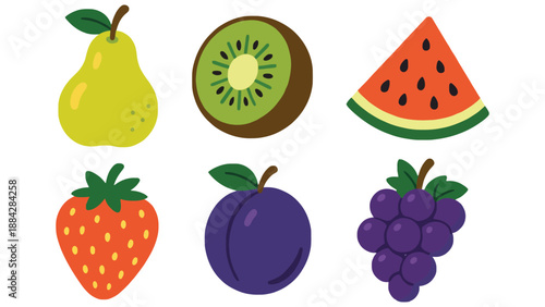 Assorted fruit icons displayed on a white background.