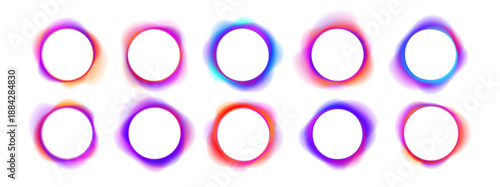 Iridescent glowing circle with soft neon gradients creates a modern futuristic accent. Smooth round frame looks light and dynamic. Perfect PNG overlay for interfaces and tech visuals.
