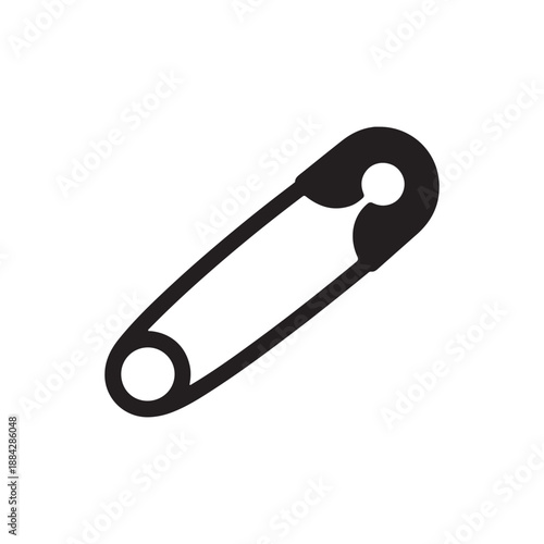 Safety Pin silhouette icon vector illustration on white background
