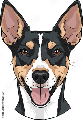 Rat Terrier dog smiling face closeup headshot portrait
