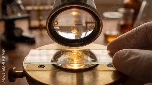 The microscope's lens focus...