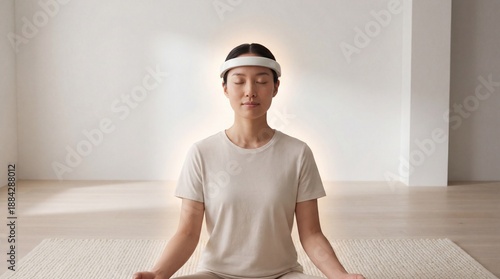 A serene woman in deep medi...