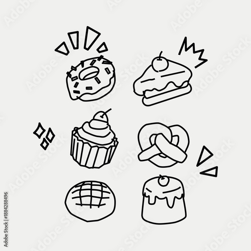 Minimalist food line art illustration for menu