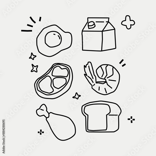 Minimalist food line art illustration for menu