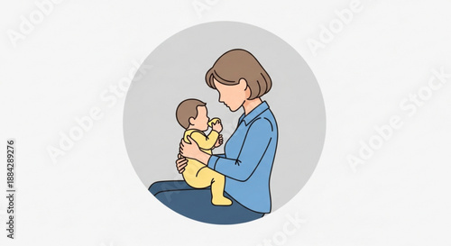 Mother holding and feeding baby nurturing and caring love and parenting concept family and child care