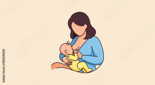 Mother breastfeeding baby illustration of woman nursing infant loving parenthood moment