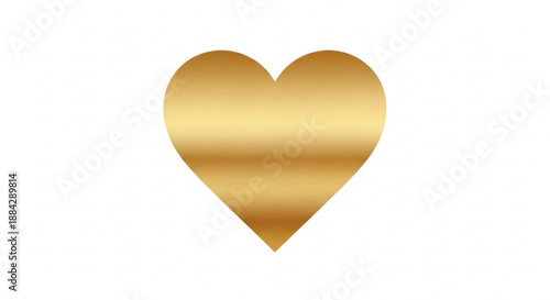 Golden heart symbol with shiny metallic texture on white background representing love and affection in a simple elegant design