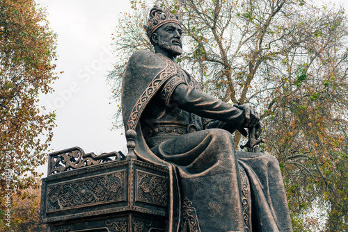 Samarkand, Uzbekistan - 1 oct 2025 monument to Amir Temur Tamerlane, Central Asian Turkic ruler and commander