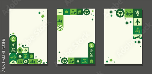 World environment and sustainable development concept with ecology icons template vector flat design, eco friendly and green technology concept. ESG for business and organization.