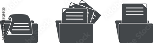 Document folders. Office paper in folders, files with valuable documents, sheets of paper, assets and finances, accounting reports, storage of digital and paper files.