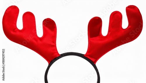 Red Reindeer Antlers Headband For Christmas Costume Dress Up Isolated Cutout On Transparent