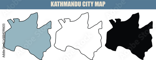 Kathmandu city map illustration with various color options available