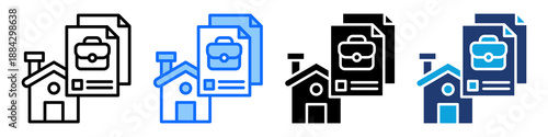 Property Portfolio Icon Set Multi Style Vector Illustration