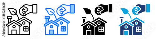 Property Investment Icon Set Multi Style Vector Illustration