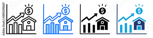 Housing Market Icon Set Multi Style Vector Illustration