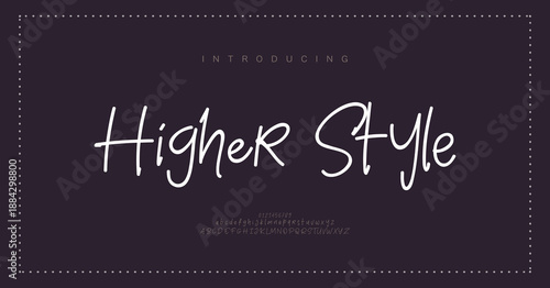 Higher Style, Elegant script alphabet letters font and number. Classic Lettering Minimal Fashion Designs. Typography modern serif fonts regular decorative vintage concept. vector illustration
