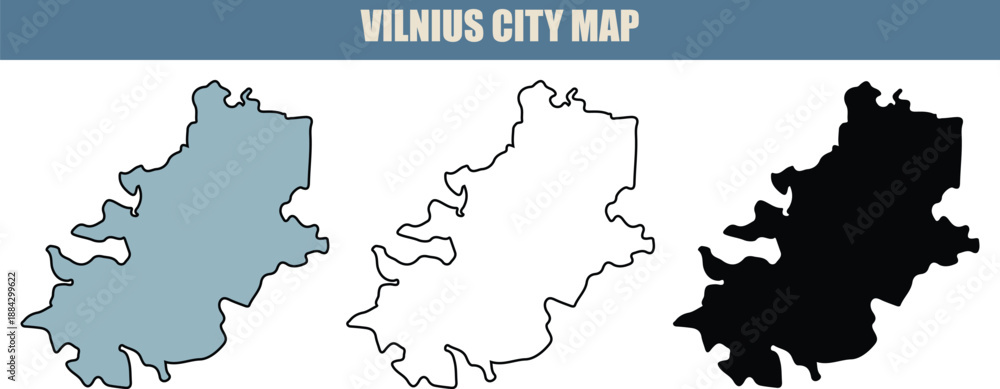 Naklejka premium Vilnius city map illustration with three colored variations