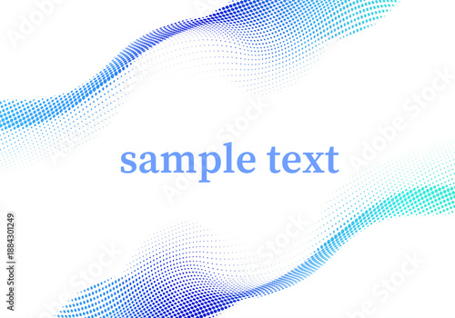 流れるようなドットグラデーションで構成された抽象背景イラスト｜波形のハーフトーン表現と余白を活かしたモダンデザインのテキスト配置向けバックグラウンド素材
