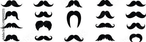 Moustache vector set for gentleman style branding.