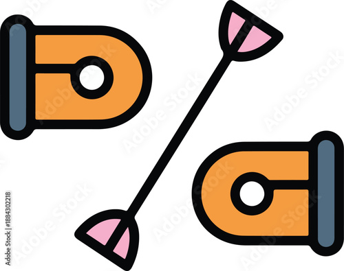 Minimalist vector icon of traditional wooden inflatable rowing boats