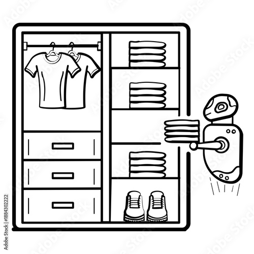 Automated Wardrobe Management concept, Intelligent Personal Storage System vector icon design, Futuristic daily life stock illustration