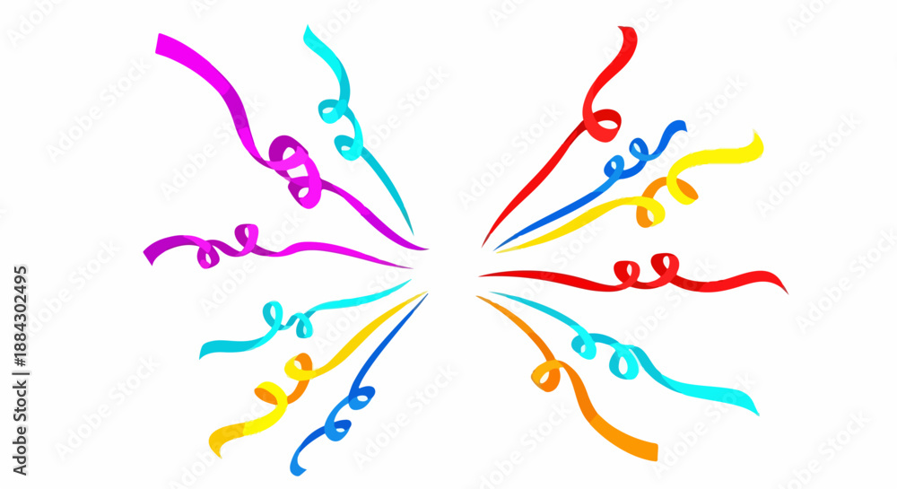 Obraz premium Abstract Festive Burst with Flowing Paper Streamers – Minimal Celebration Vector Background