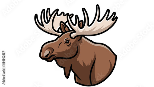 Moose Head with Large Antlers Profile.