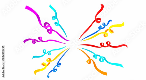 Abstract Festive Burst with Flowing Paper Streamers – Minimal Celebration Vector Background