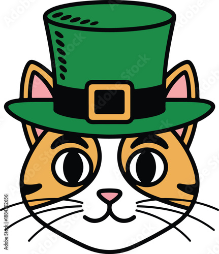 Cute Ginger Cat Wearing Leprechaun Hat for St Patrick's Day