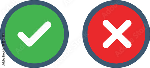 Approval & Rejection Icons – Decision Symbols | check mark icon, cross symbol, green approval, red disapproval, 