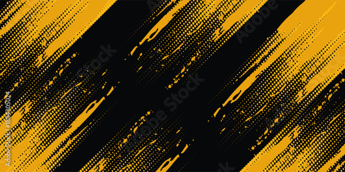 Dots pop art comics sport style vector illustration. Dots halftone yellow and black color pattern gradient grunge texture dots sport