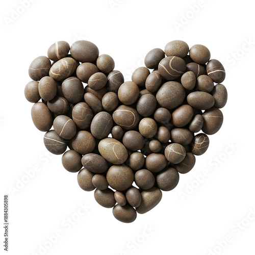 Heart shape made of coffee beans on transpart background
