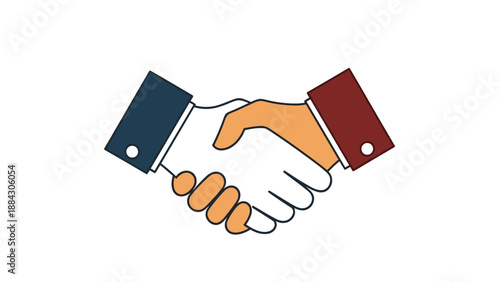 Business partnership icon: flat handshake with multicolor design