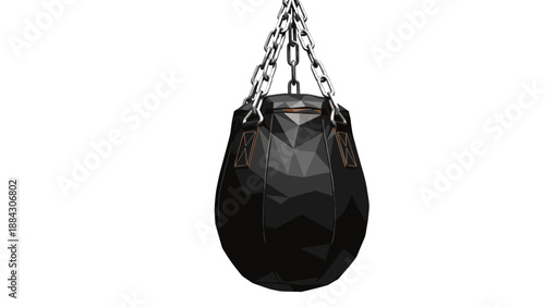 Geometric 3d hanging punching bag with metallic chain for fitness and boxing