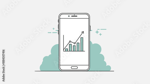 Smartphone displaying growth chart with linear design
