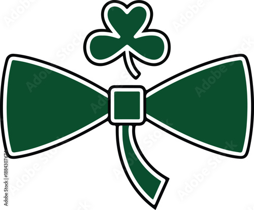 Green St. Patrick's Day Bow Tie with Lucky Shamrock Icon