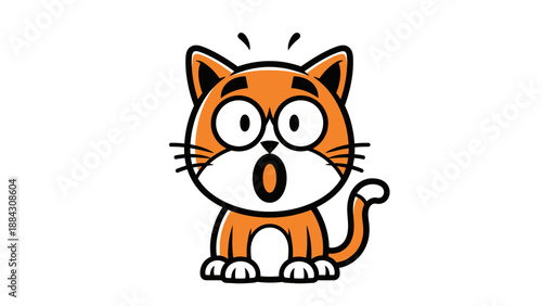 Surprised Orange Cat Cartoon Illustration.