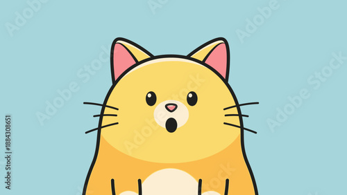 Cute surprised orange cat illustration.