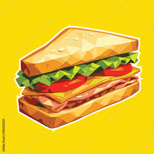 sandwhich with low poly art, eps 10 illustration