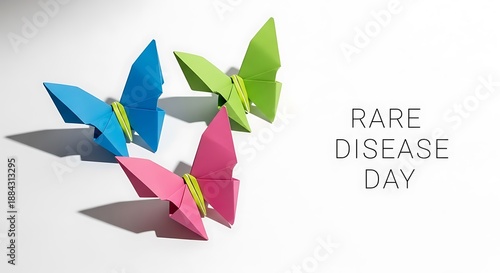 Wallpaper Mural Three colorful origami butterflies symbolizing rare disease day awareness event Torontodigital.ca