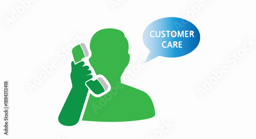 Customer Care Icon – Minimal Silhouette Vector of Phone Support with Speech Bubble