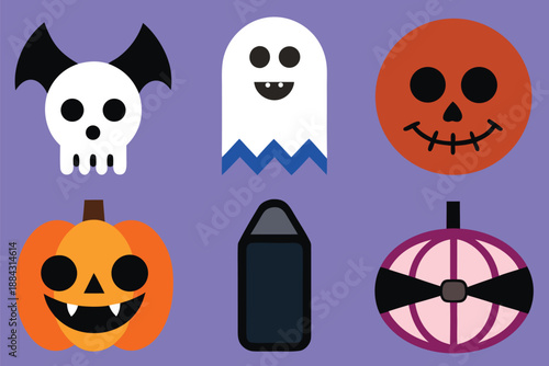 Halloween icons flat deadly symbols outline.eps
