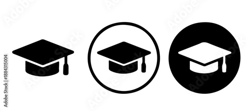 Graduation caps in various styles