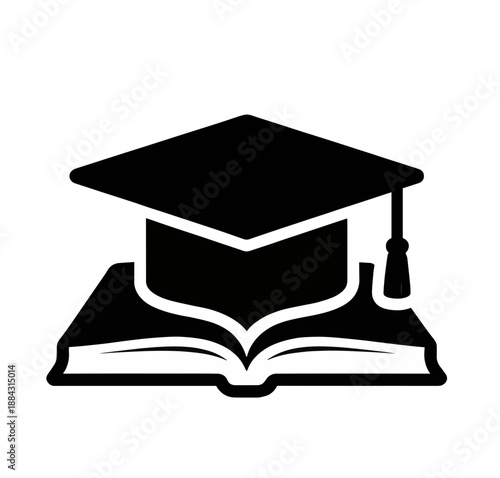 Graduation cap on open book