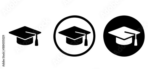 Graduation caps in various styles