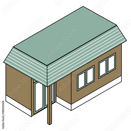 公園や施設にある小規模な建物や小屋を描いたイラスト素材