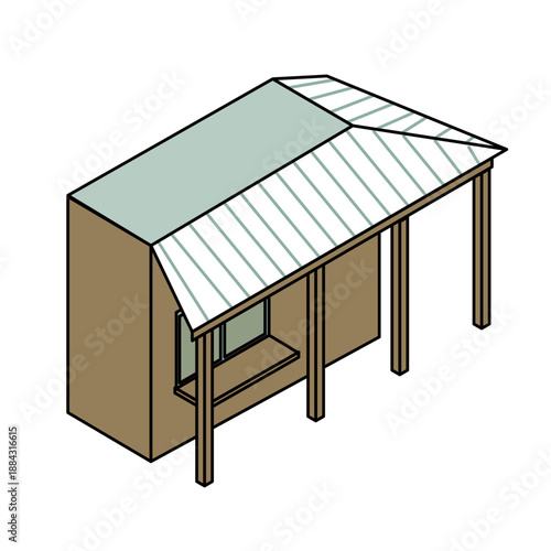 公園や観光施設にある屋根付き売店や簡易店舗のイラスト素材