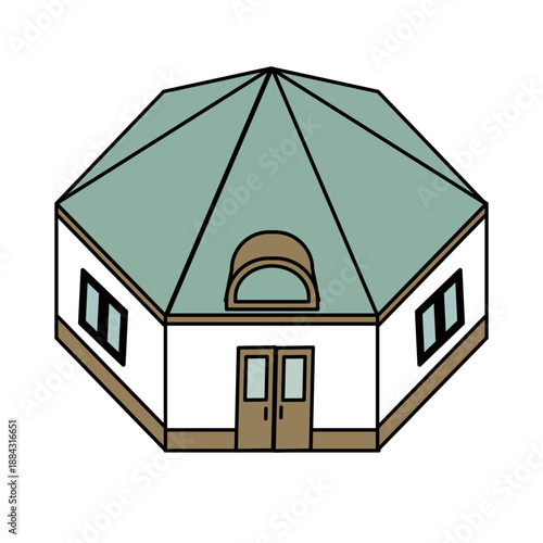 公園や公共施設にある小規模な多目的建物のイラスト素材